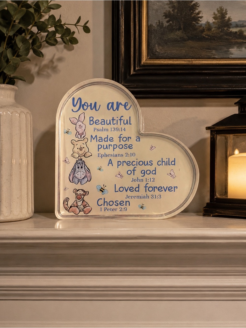 ✴️New✴️Winnie and Friends ”You Are Beautiful” Heart Plaque